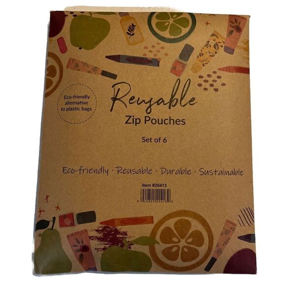 C.W. HOME Reusable Zip Pouches  Set Of 6 - Picture 1 of 3
